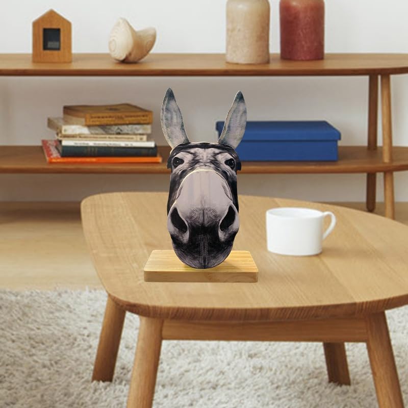 HyeeArt Wooden Animal Glasses Holder , Newsukie - Cute Solid Pine Wood Eyeglasses Stand,Carving Sunglasses Eyeglass Display Stand,Newsukie Creative Gift Glasses Holder for Desk (Flowers Highland Cow) (Donkey) - Image 5